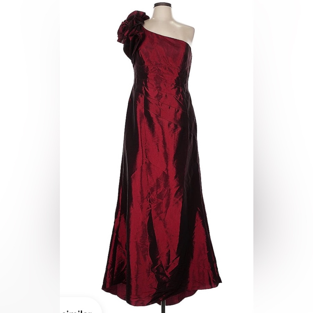 Chic One-Shoulder Red and Black Evening Dress